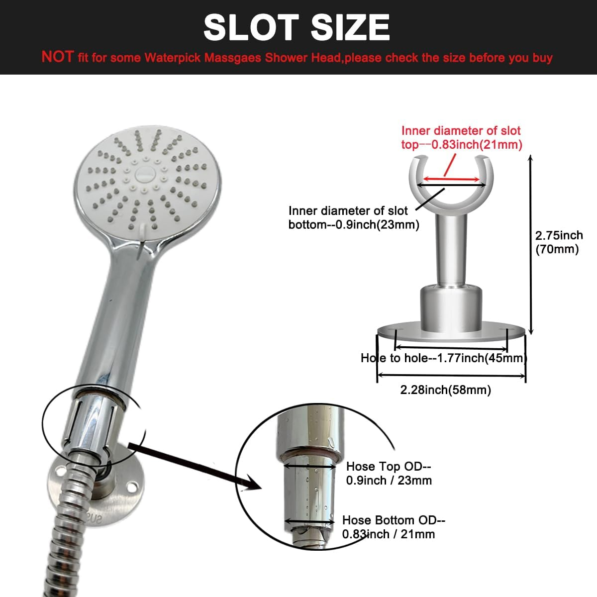 Shower Head Holder Wall Mount,Stainless Steel Handheld Shower Head Holder,Adjustable Shower Spray Holder Metal Shower Head Bracket,Brushed Finish