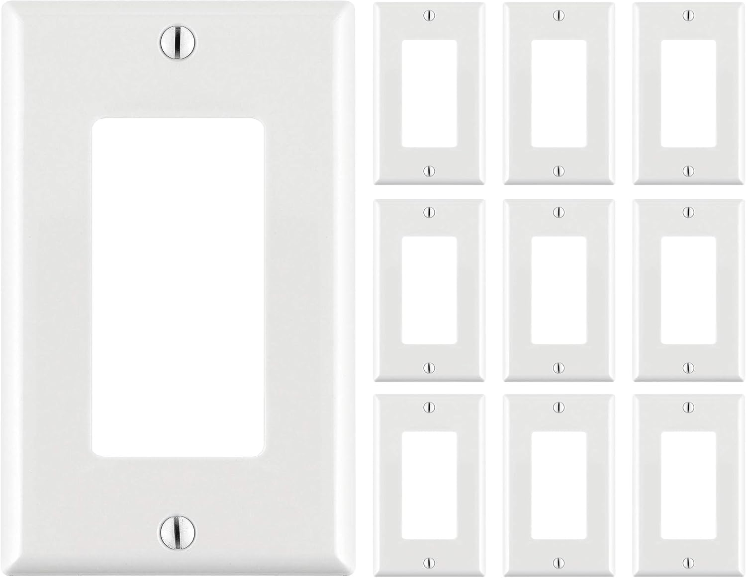 Cmple - [10 PACK] White Standard 1-Gang Blank Decora Wall Plate, Polycarbonate Thermoplastic Panel GFCI Electrical Wall Plate Single-Gang Cover