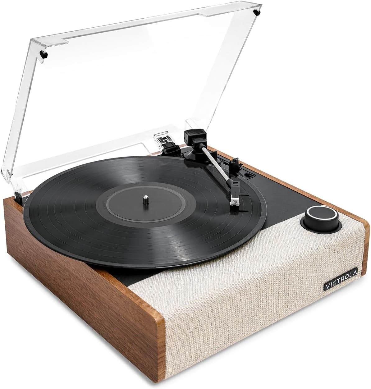 Victrola Eastwood II Bluetooth Belt Drive Turntable with Speakers, Oak