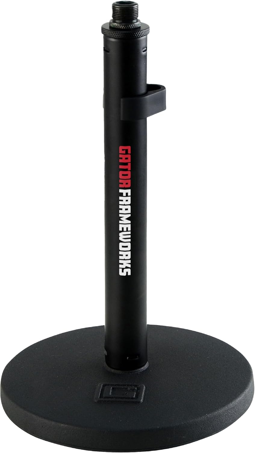 Black Steel Desktop Microphone Stand with Round Base