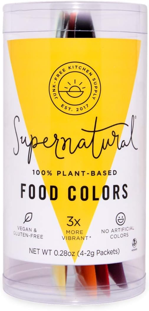 Supernatural Kitchen 100% Plant-Based Food Colors, 4 Packets, 0.28 oz (2 g) Each