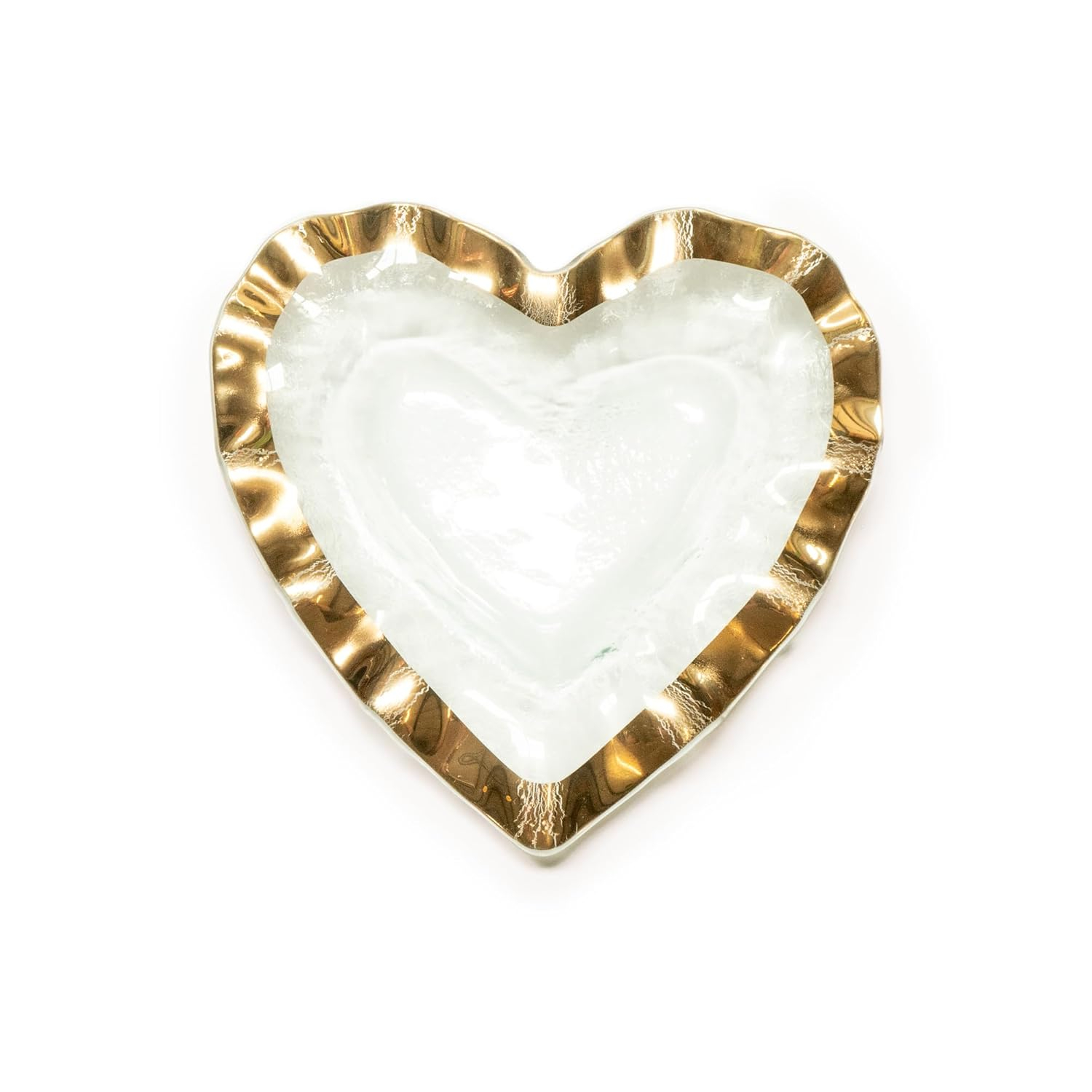 Handcrafted 8" Heart Bowl with 24K Gold Trim, Glass