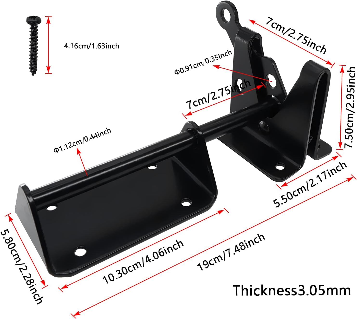 Heavy Duty Automatic Latch for Wooden & Metal Gates, Vinyl Fence, Self Locking Outswinging Pool & Dog Gate Door Latch with Gravity Security & Cable Pull Opener, Black