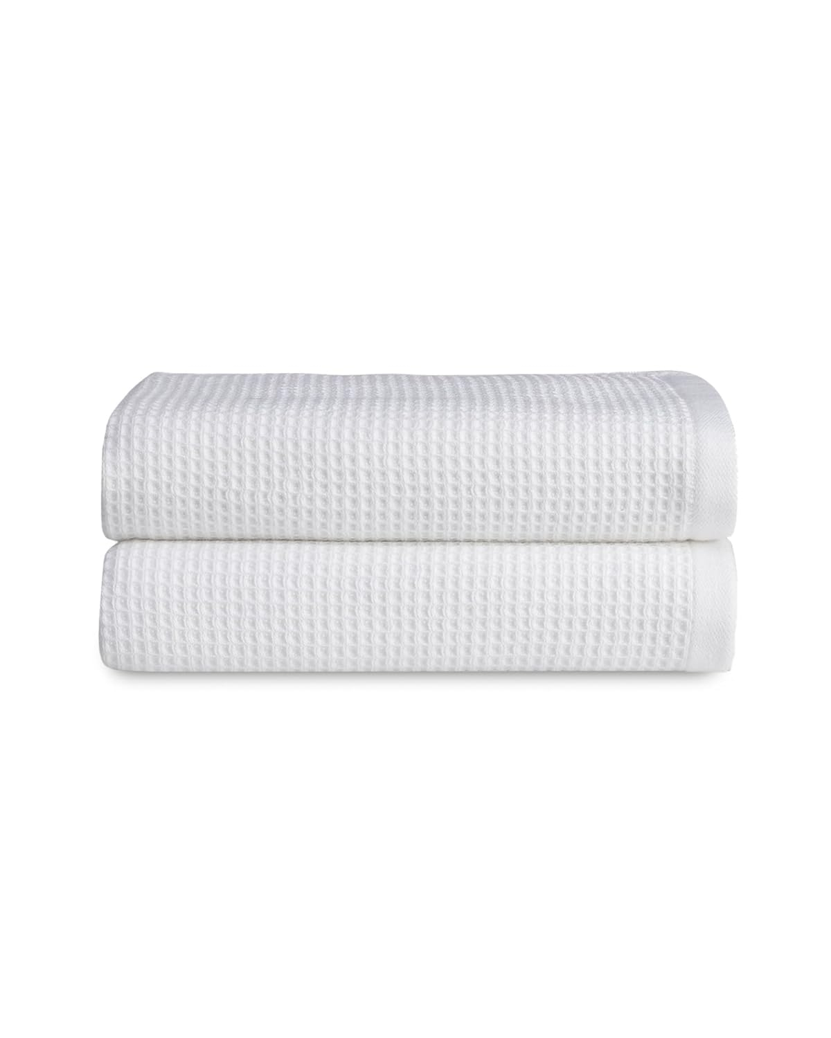 White Bamboo Cotton Waffle Hand Towels Set