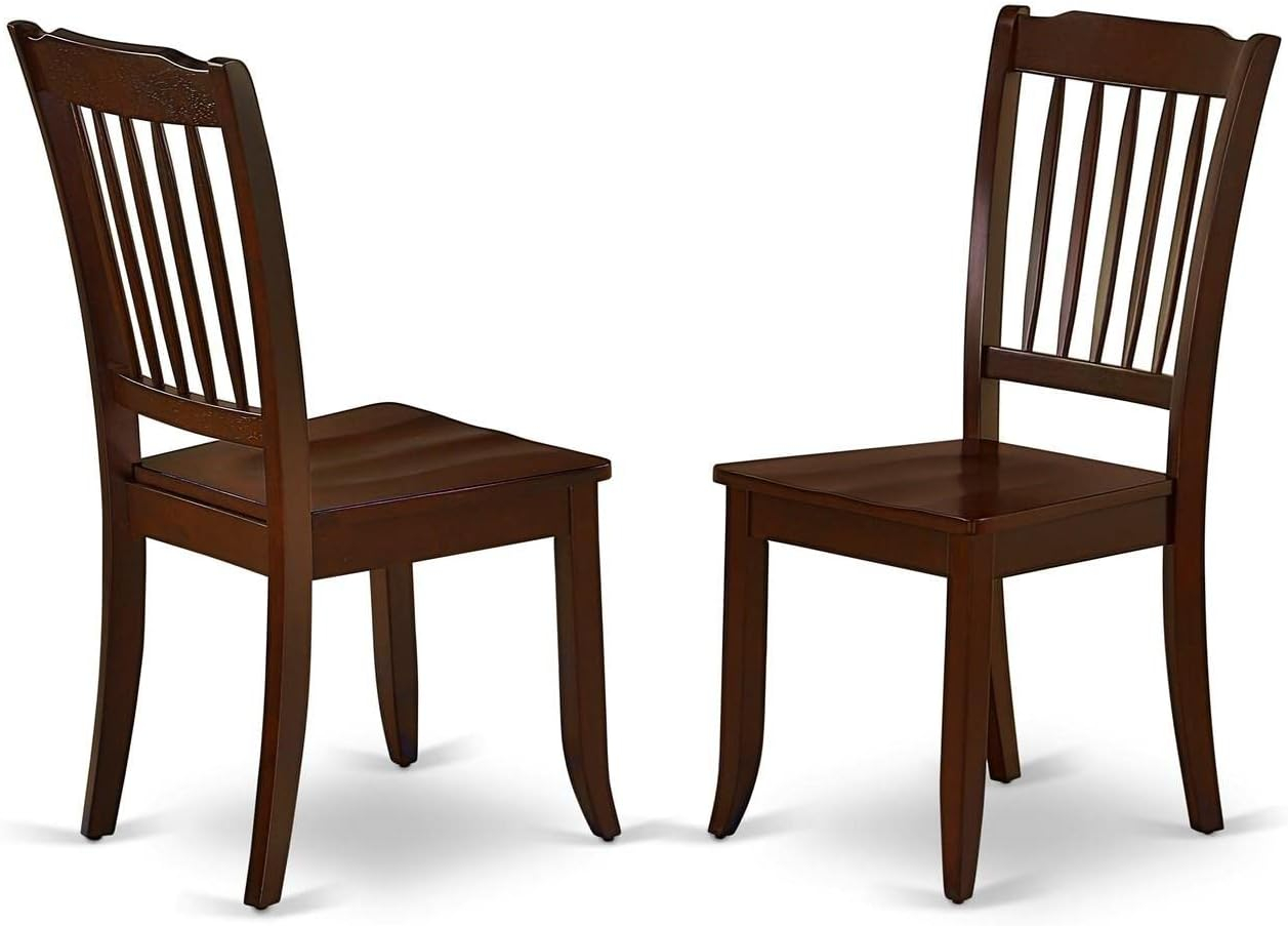 East West Furniture Danbury 11" Wood Dining Chairs in Mahogany (Set of 2)