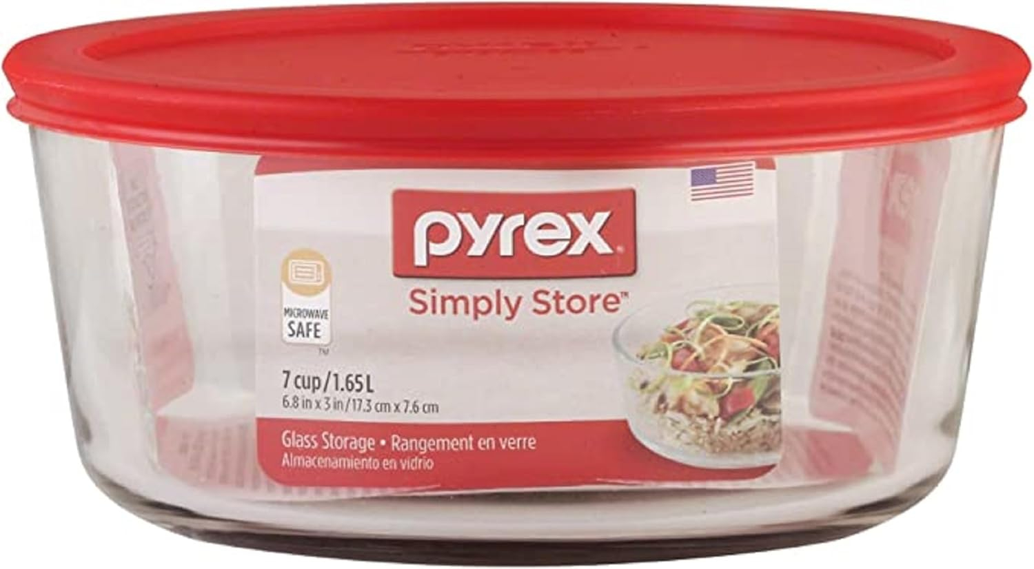 Pyrex Simply Store 7-cup Glass Food Storage Container with Red Lid