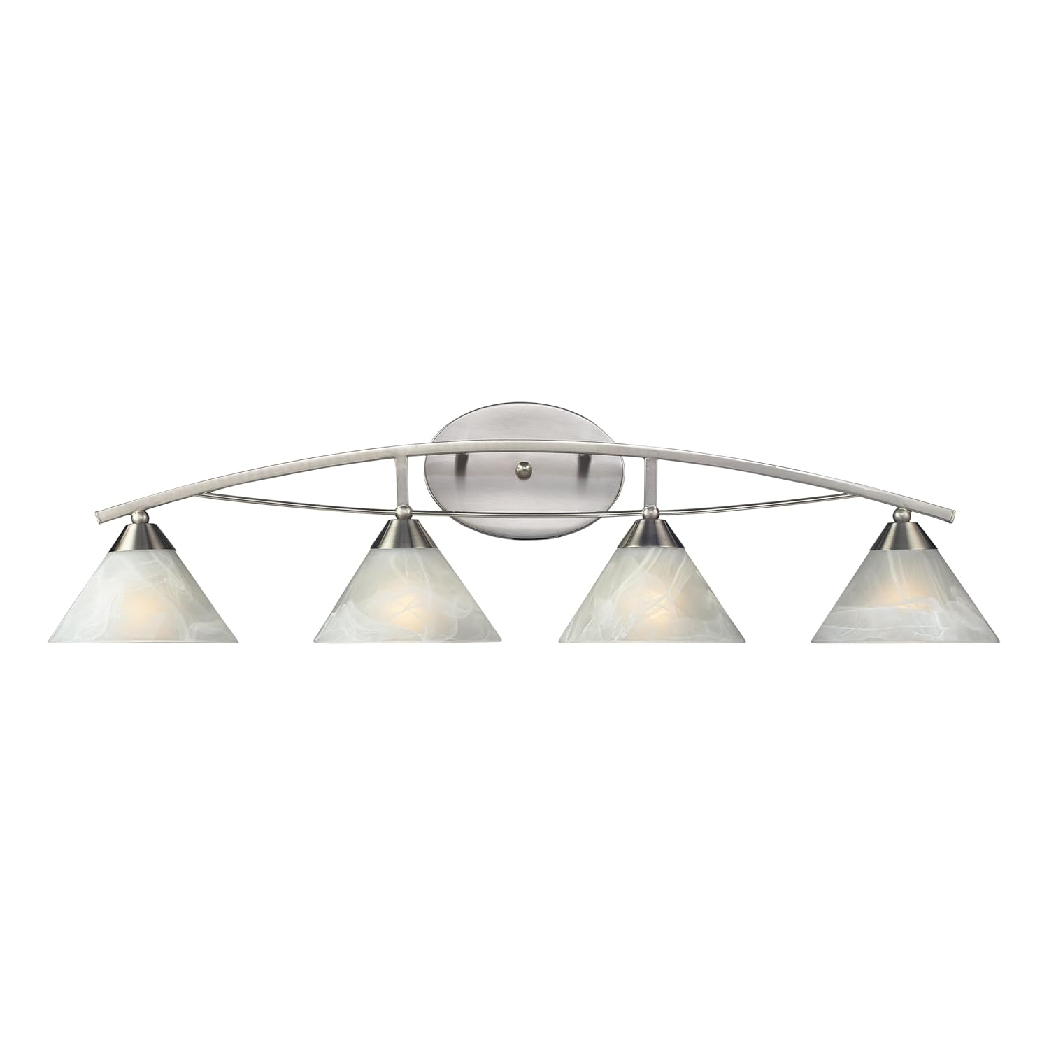 Satin Nickel 3-Light Vanity with Marblized White Glass Shade