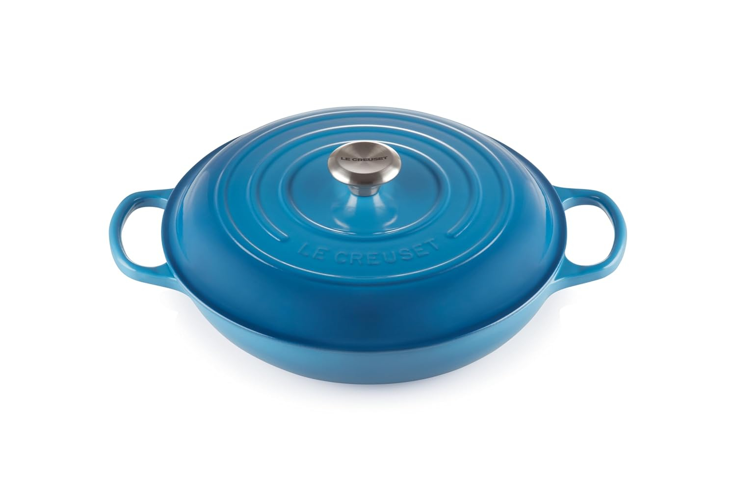 Marseille Blue Enameled Cast Iron Round Braiser, 3.5 qt