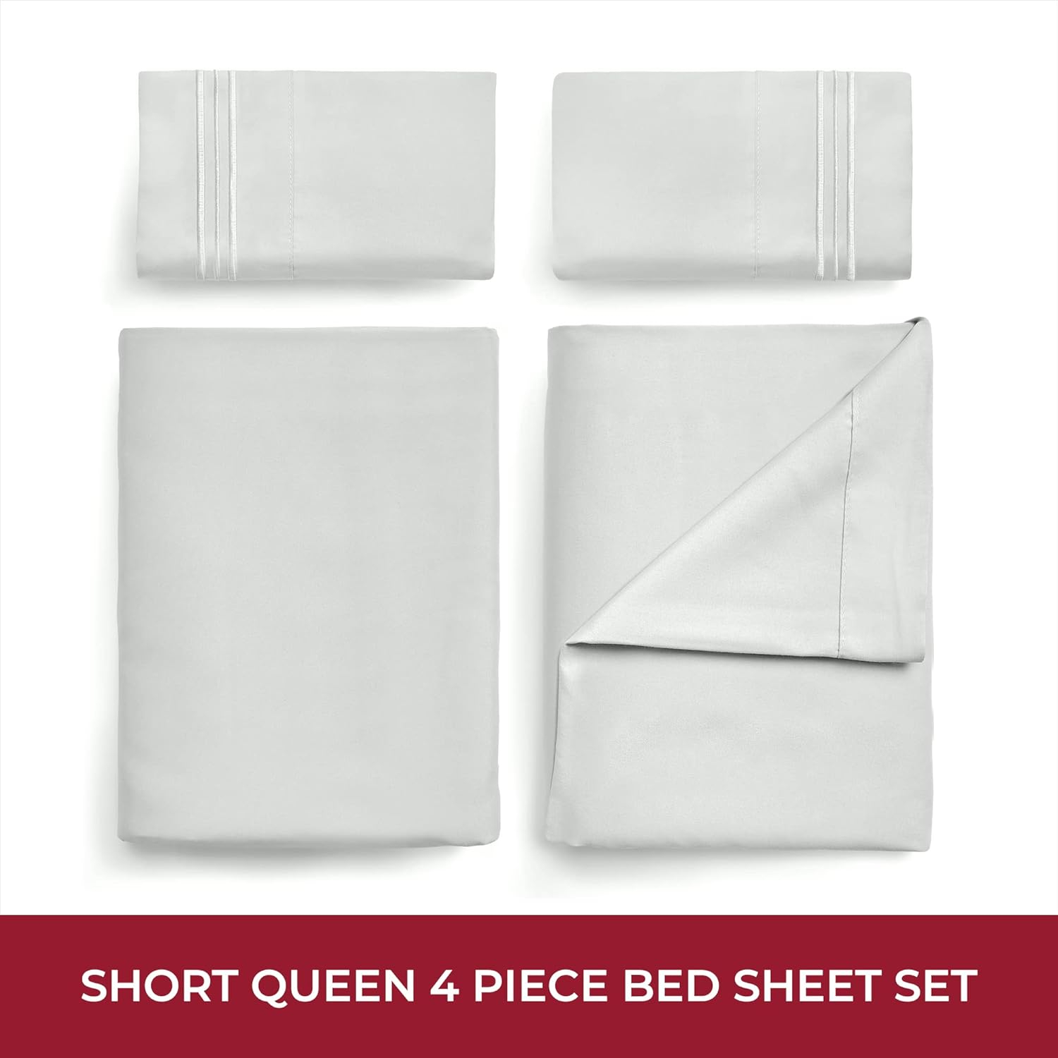 Mellanni RV Bedding Short Queen Camper Bunk Sheets, 10" Fitted Sheet, Short Queen, Light Gray