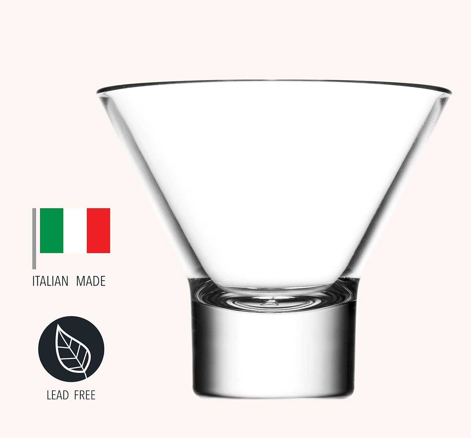 Godinger Martini Glasses, Italian Cocktail Glasses, Dessert Cups, Set of 4, 8oz - Made in Italy