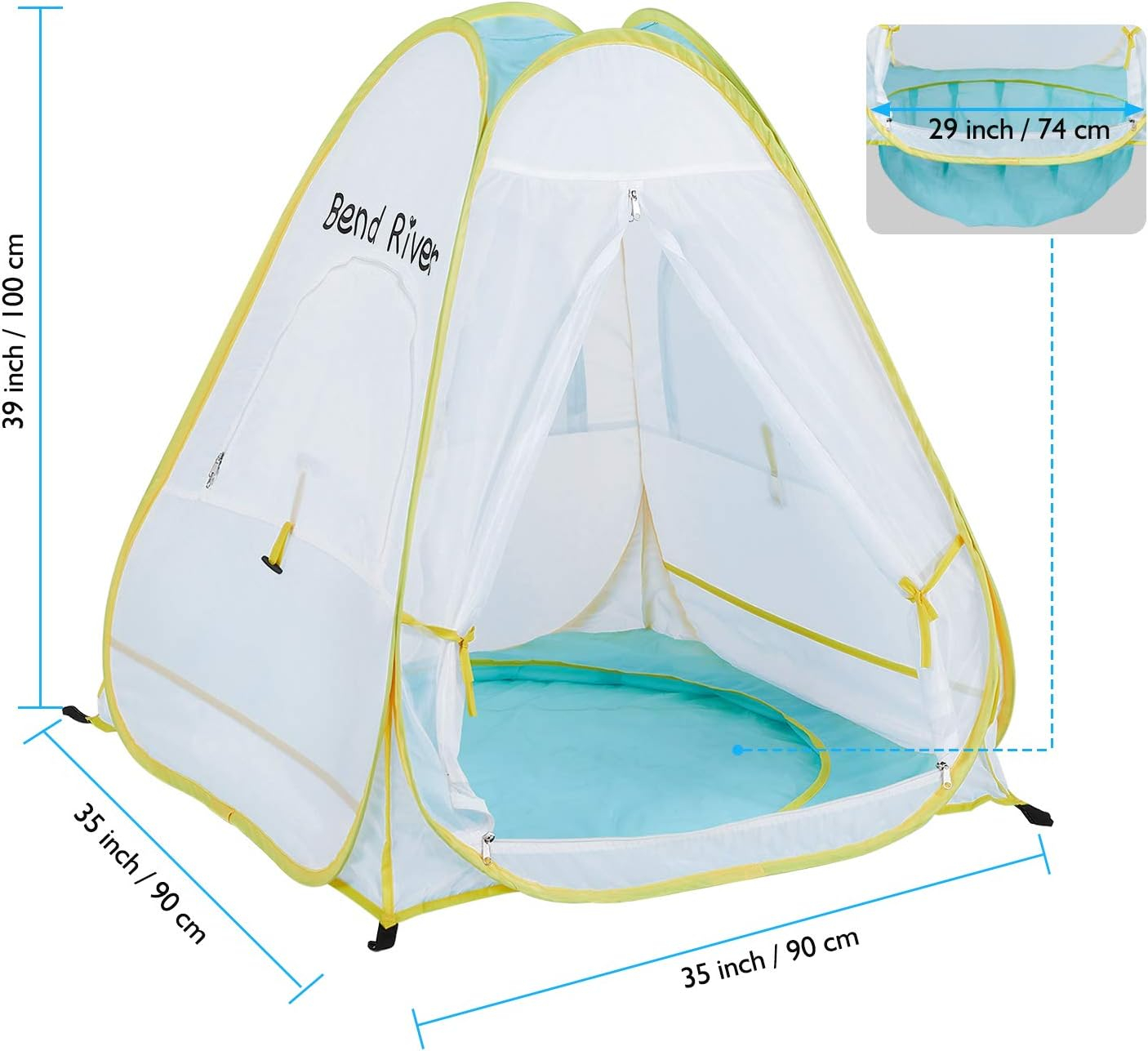 Pop Up Baby Beach Tent, UPF 50+ Sun Shelter with Pool, Portable Mosquito Net for Infant