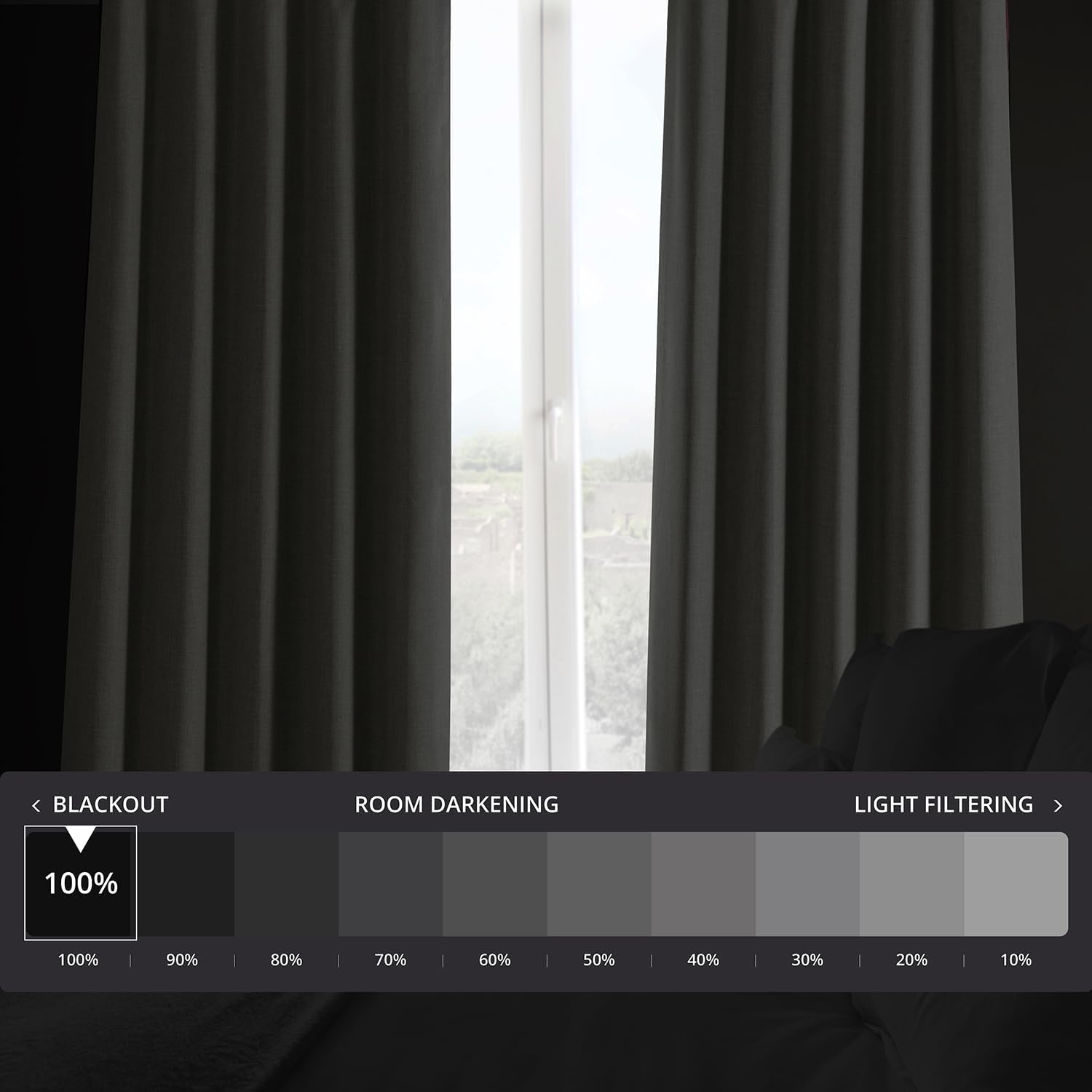 HPD HALF PRICE DRAPES Solid Thermal Insulated Blackout Curtains for Bedroom 84 Inches Long Curtain (1 Panel) Signature Blackout Linen Window Curtains for Living Room, 50W x 84L, Destination Slate