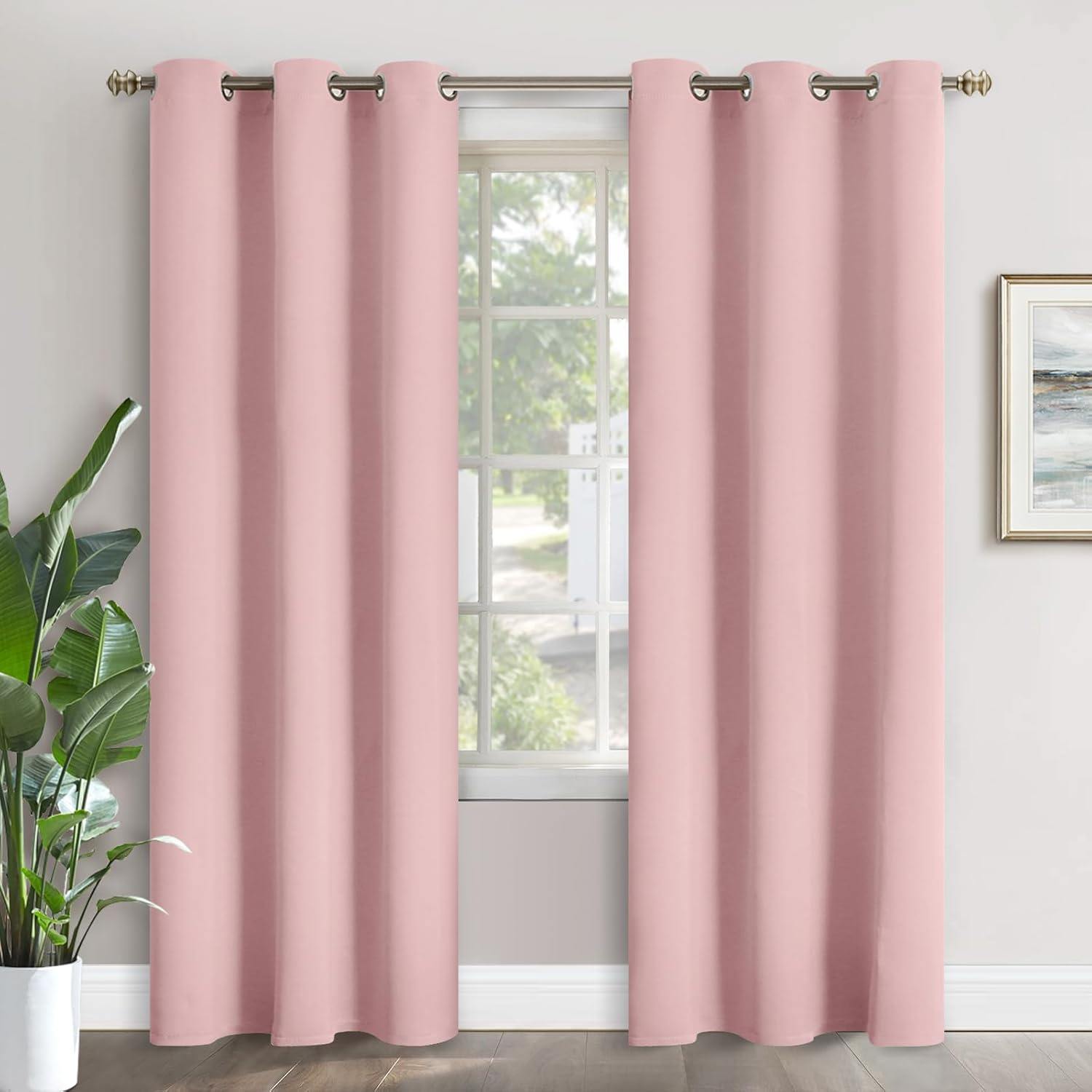 YoungsTex Baby Pink Room Darkening Curtains 84 Inches Length for Kids Girl Bedroom - Thermal Insulated with Grommet Blackout Drapes for Living Room, 2 Panels, 42 x 84 Inch