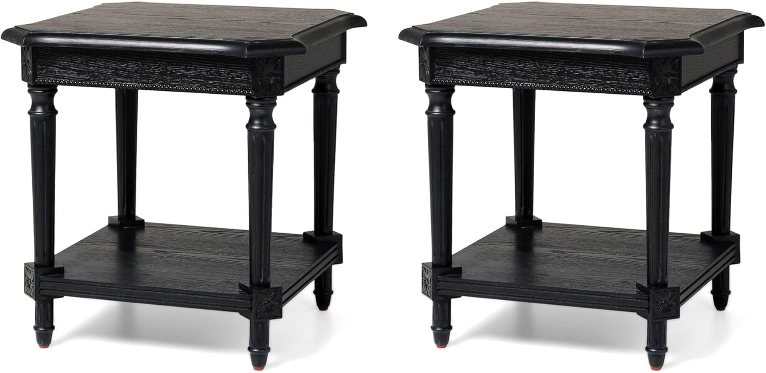 Maven Lane Pullman Multipurpose Traditional Style Tall Square Wooden Side Table and Bedroom Nightstand with Storage in Rustic Brown Finish