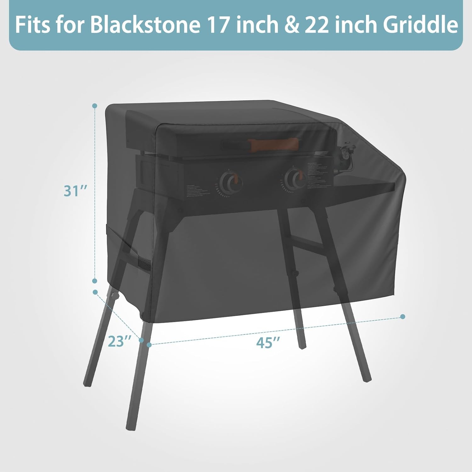SHINESTAR Griddle Cover for Blackstone 22" and 28" Single Shelf Griddle Cover with Hood and Stand, Waterproof BBQ Cover with Double Straps, Lightweight & Fade Resistant, Black