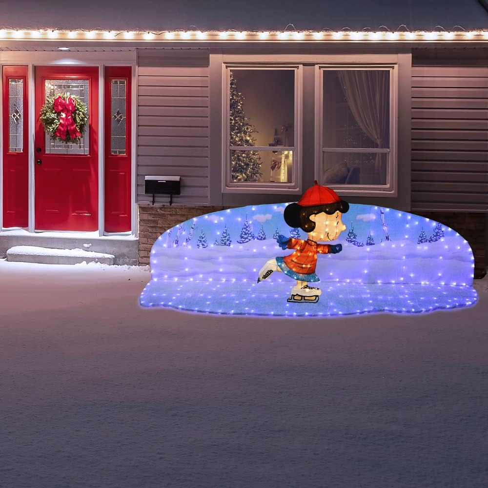 32INCH Skating Lucy Peanuts 3D Lighted LED Holiday Charlie Brown Christmas Yard Decor