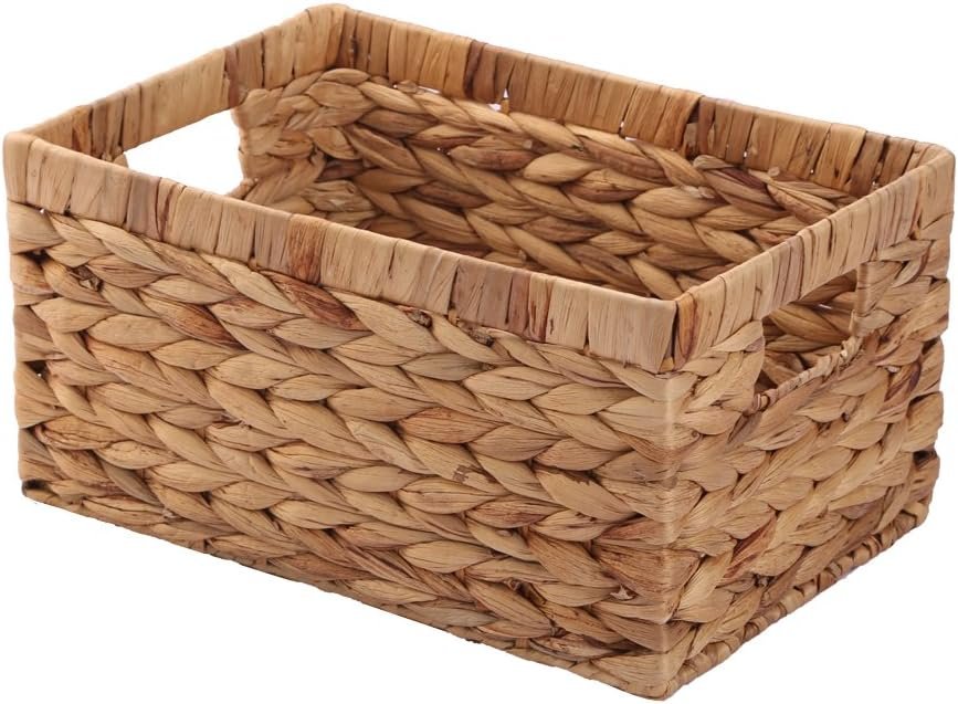 Storage Container, Natural Water Hyacinth Storage Bins Rectangular Basket,Arts and Crafts.
