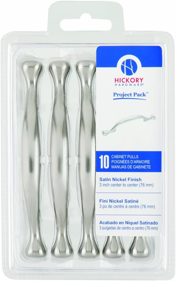 Project Pack 3 in. Center-to-Center Conquest Satin Nickel Cabinet Pulls (10-Pack)