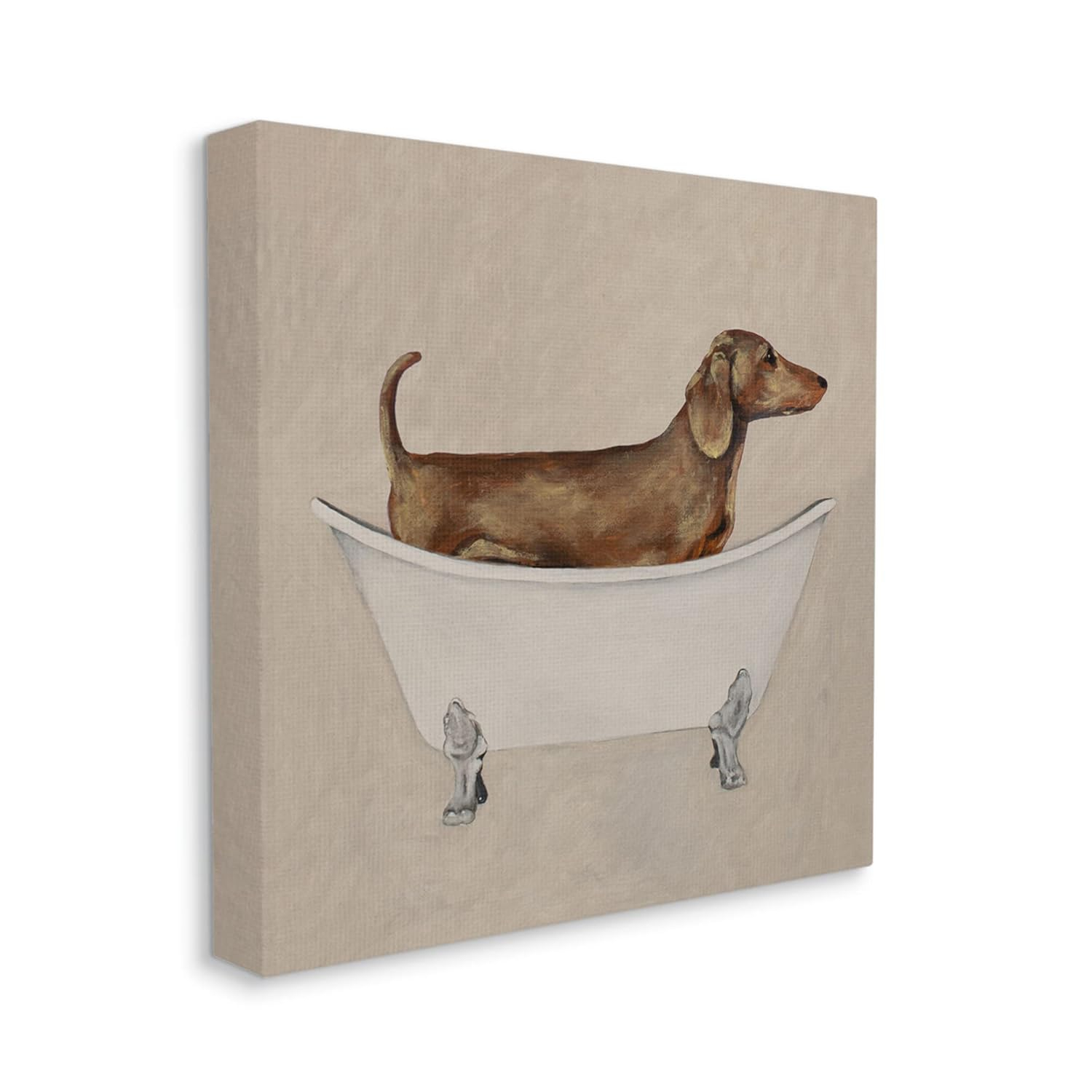 Stupell Industries Dachshund Dog Vintage Bathtub Animals & Insects Painting Gallery Wrapped Canvas Print Wall Art