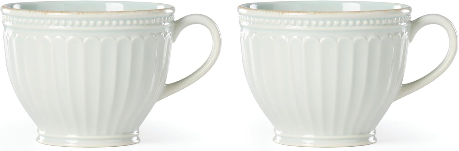 Lenox French Perle Groove Ice Blue Latte Mug