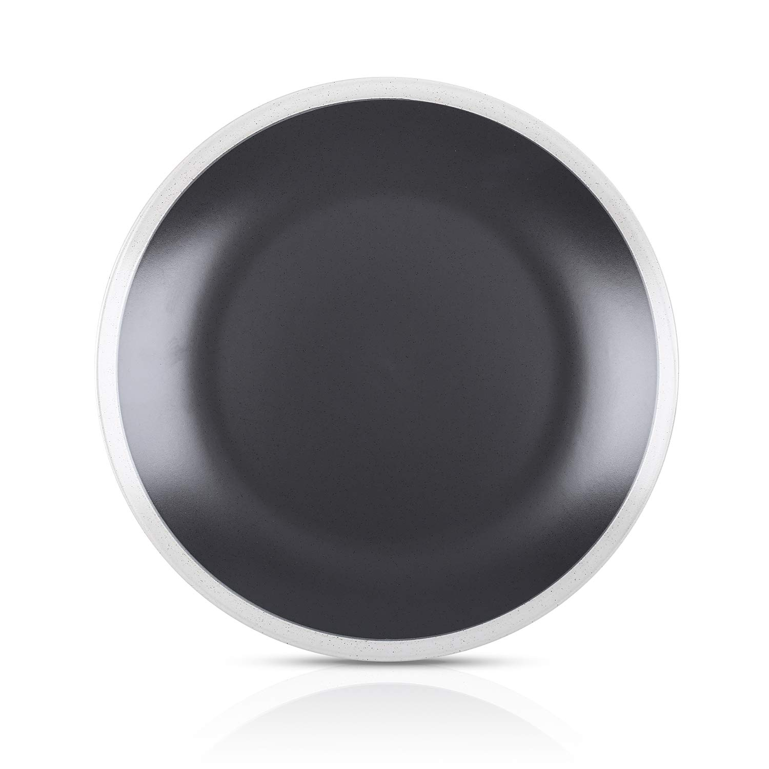 Stone Lain Serenity Stoneware Dish Set, 4 Dinner Plates, Dark Gray and Cream