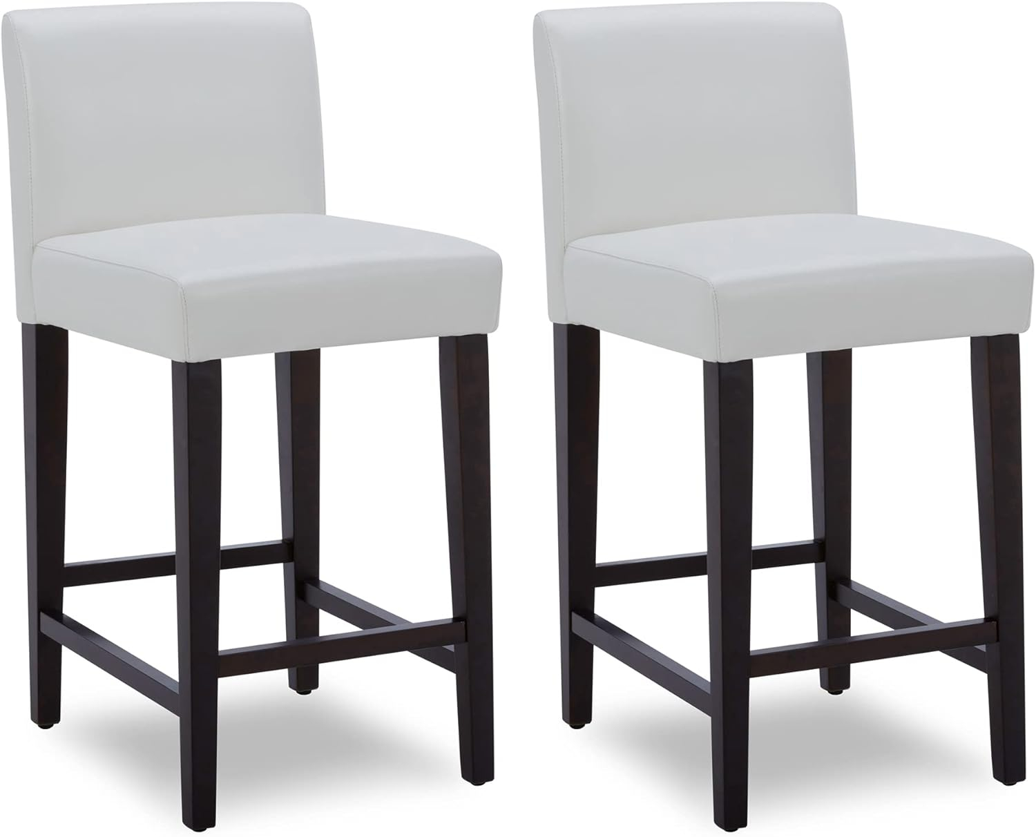 CHITA 25 inch Bar Stools Set of 2, Faux Leather in White