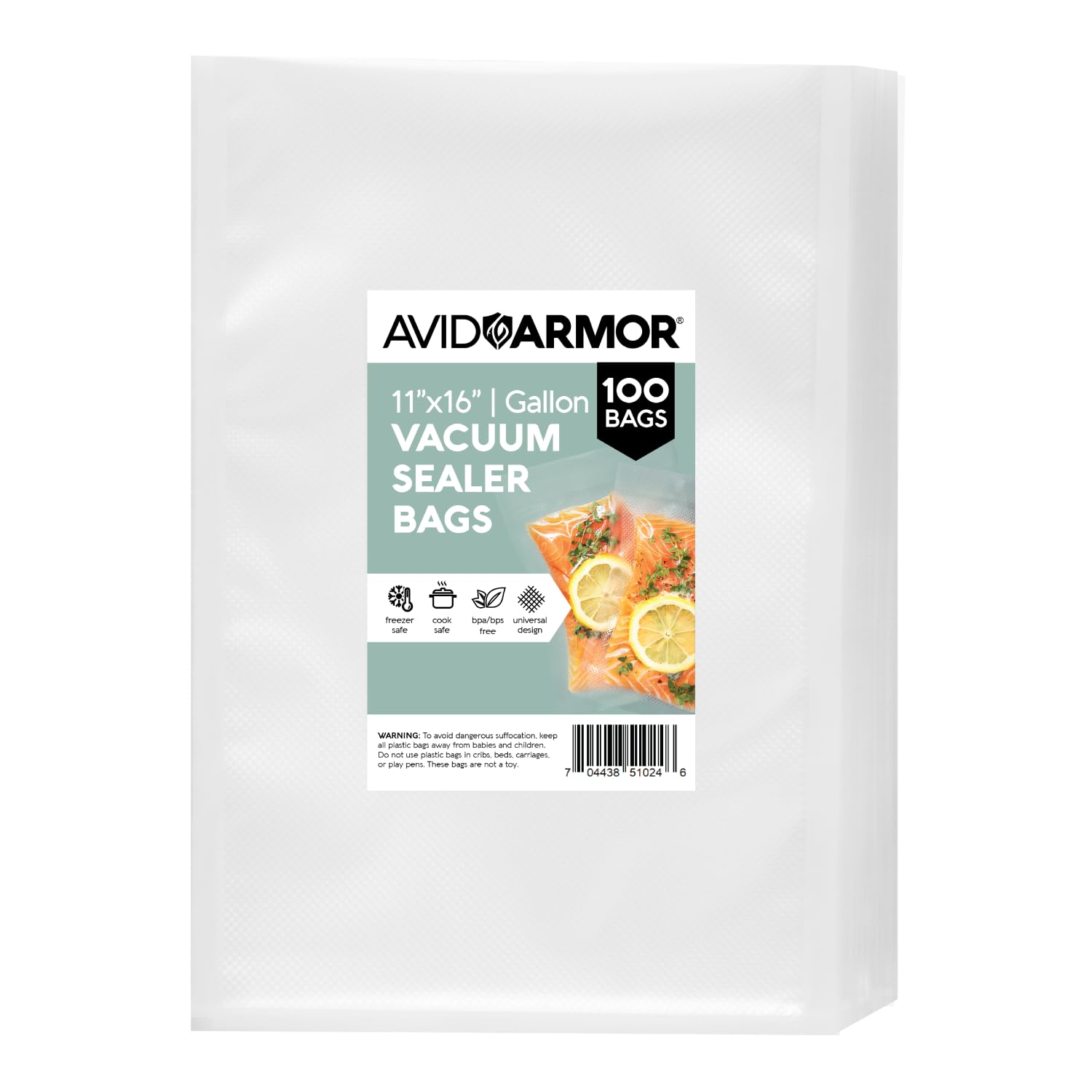 Avid Armor 11" x 16" Vacuum Sealer Bags, Gallon Vacuum Seal Bags, 100 Pack