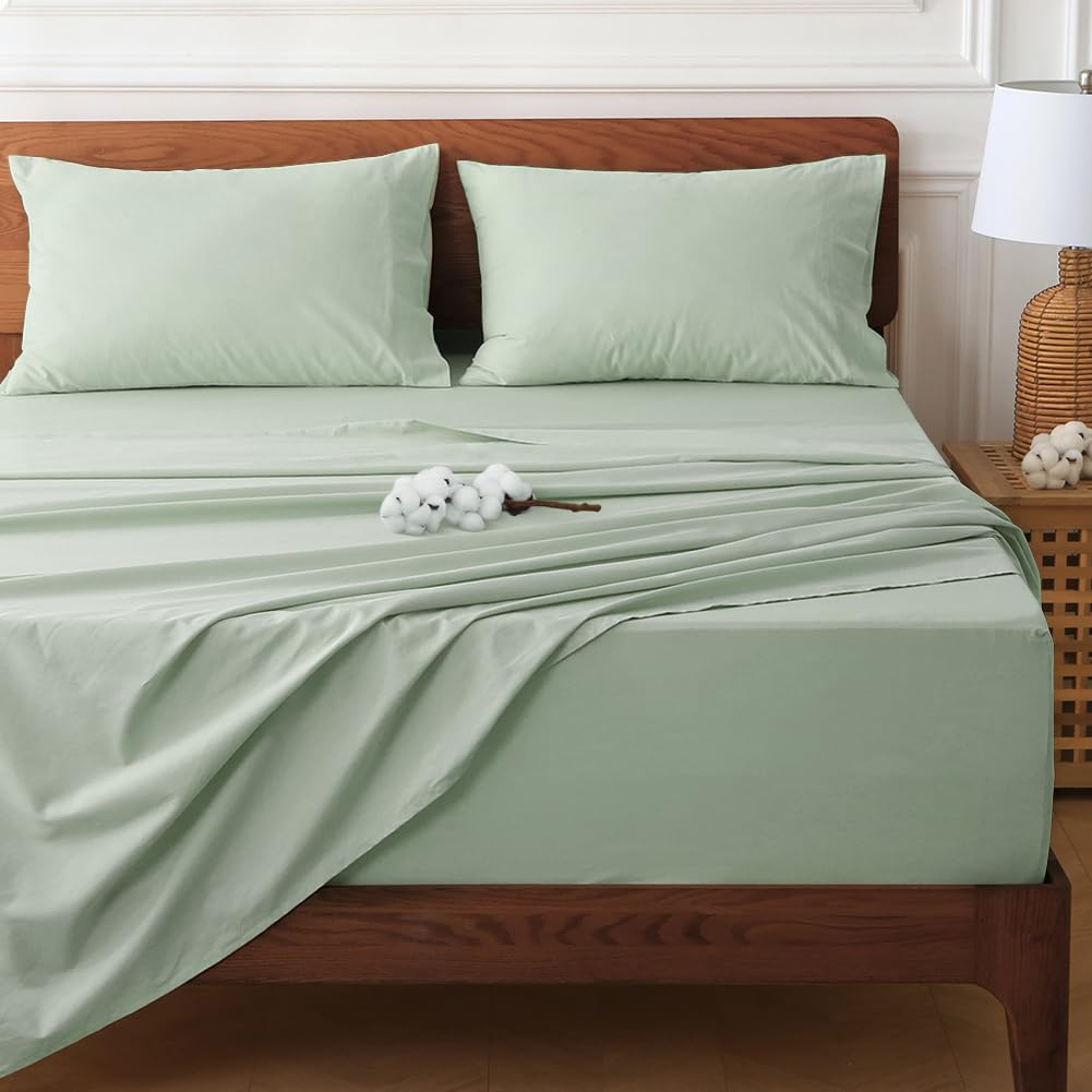 Sage Green King Cotton Deep Pocket Sheet Set