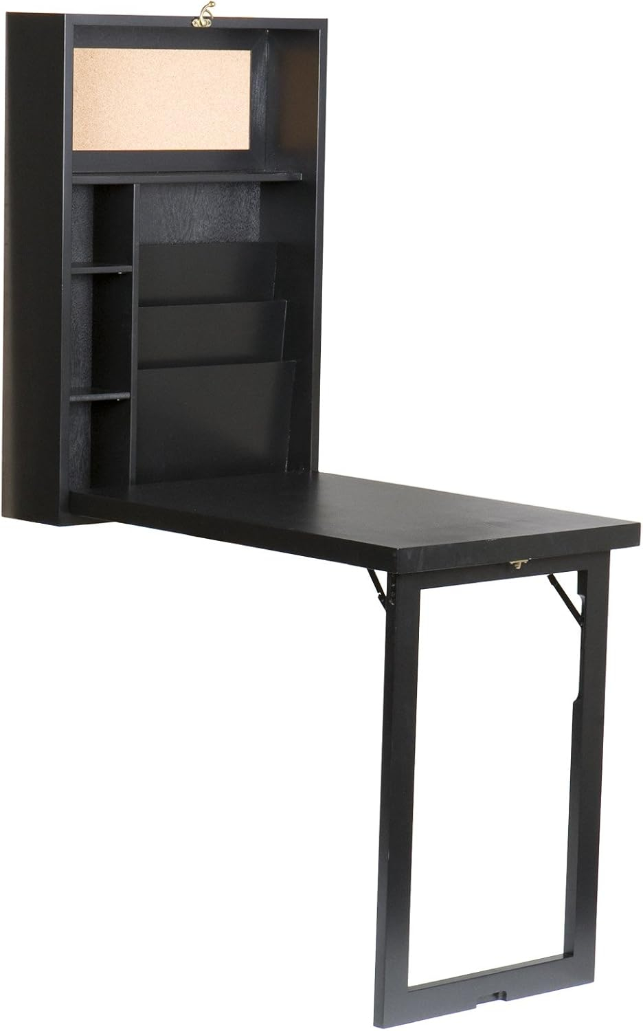 SEI Furniture Wooden Fold-Out Convertible Desk in Black