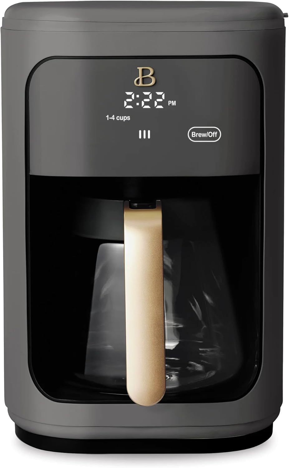 Beautiful 14-Cup Programmable Drip Coffee Maker with Touch-Activated Display, Oyster Grey by Drew Barrymore