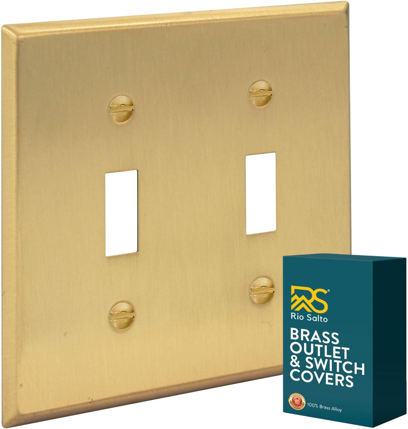 Brushed Brass Double Toggle Light Switch Cover Plate
