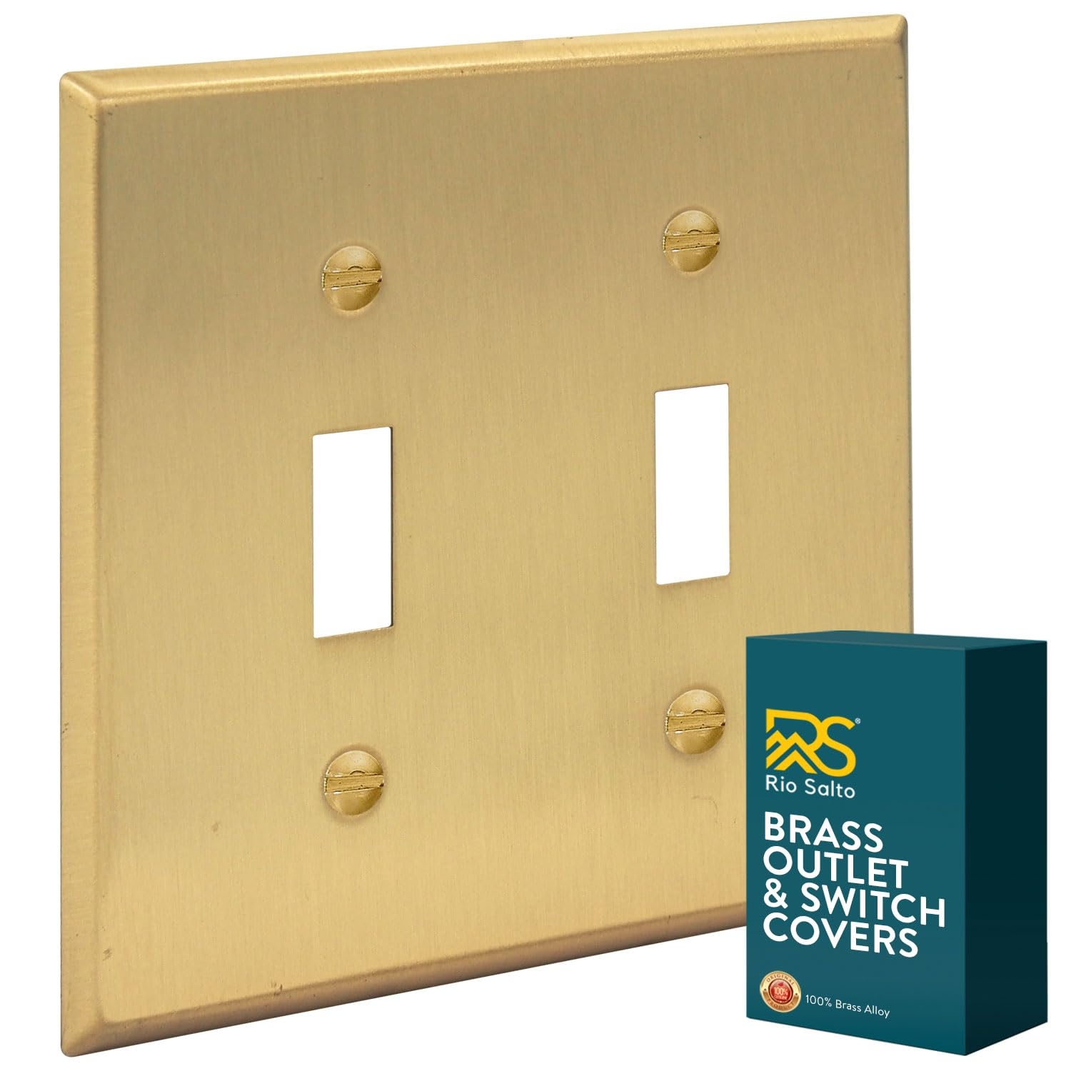Brushed Brass Double Toggle Light Switch Cover Plate