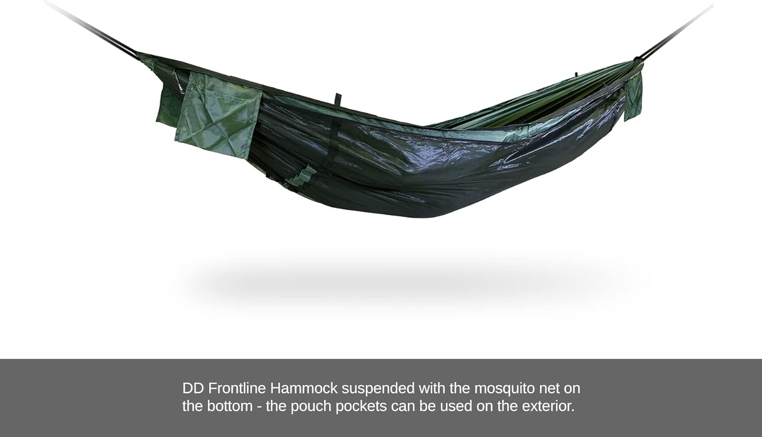 DD Hammocks Frontline Hammock - Olive Green - Portable Lightweight Camping Jungle Hammock with Mosquito Net for Outdoor Backpacking & Hiking