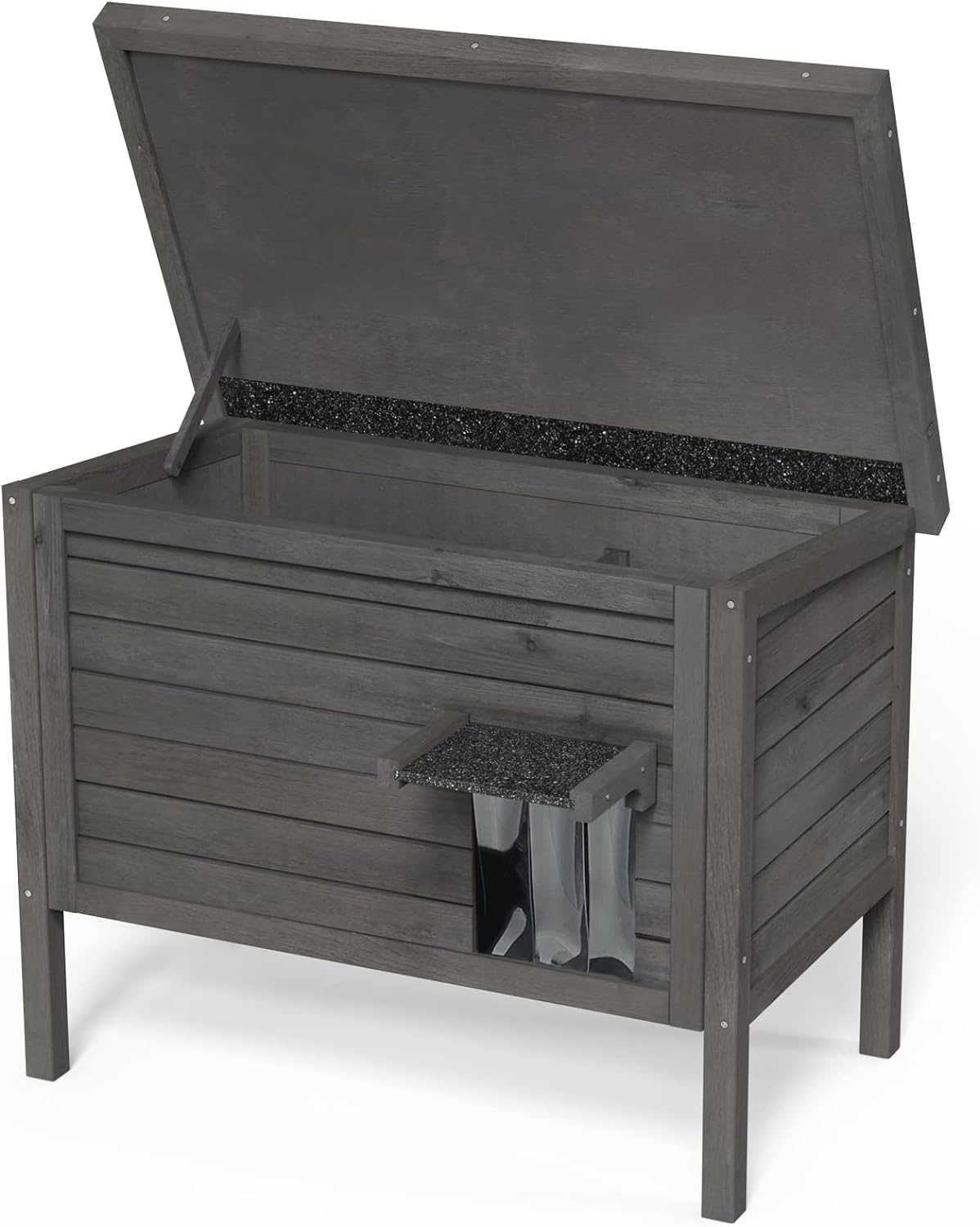Large Dark Gray Insulated Outdoor Wooden Cat House