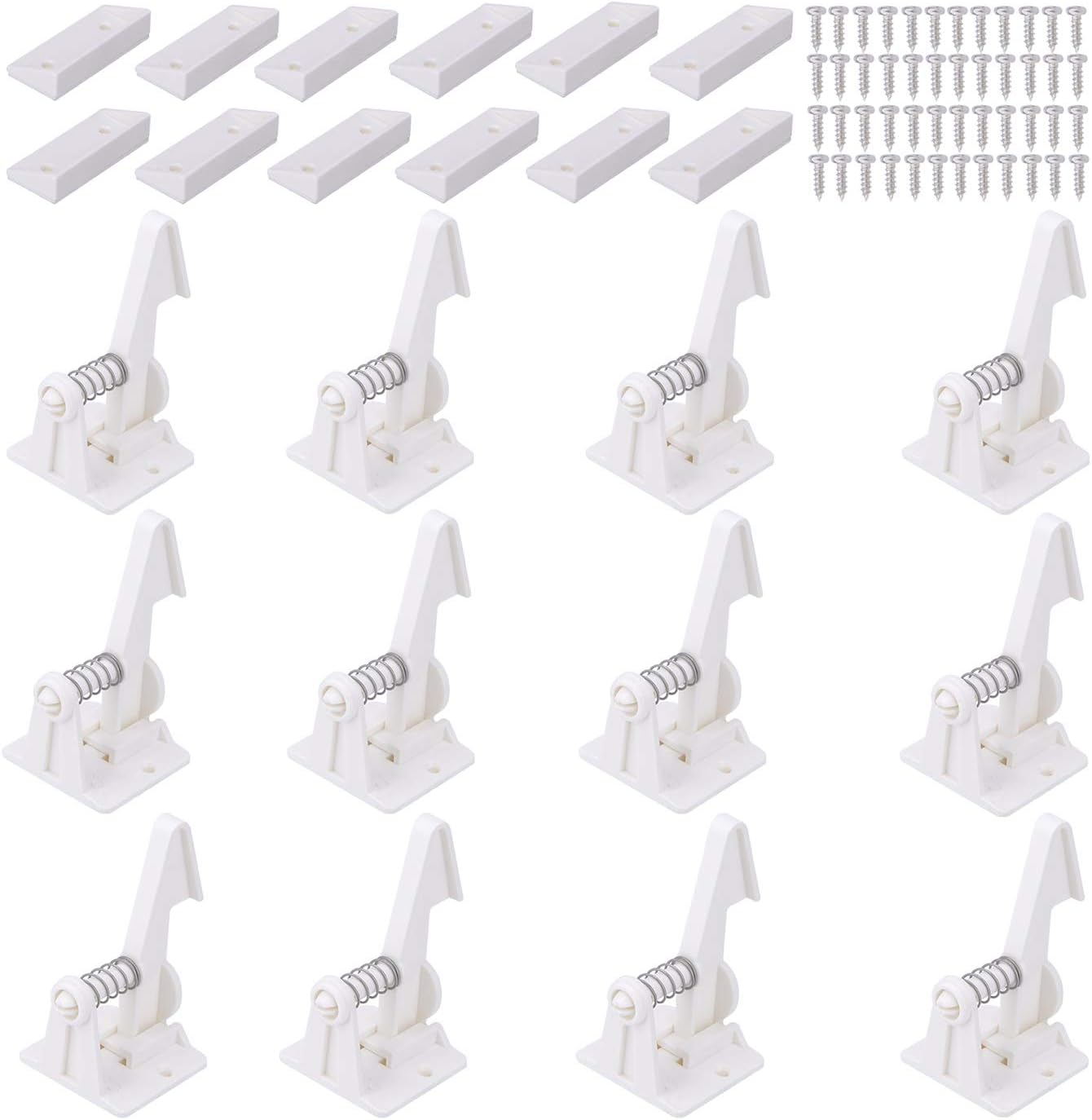 12 Pack Cabinet Locks Child Safety Latches - Vmaisi Baby Proofing Cabinets Drawer Lock with Adhesive Easy Installation - No Drilling or Extra Screws (White)