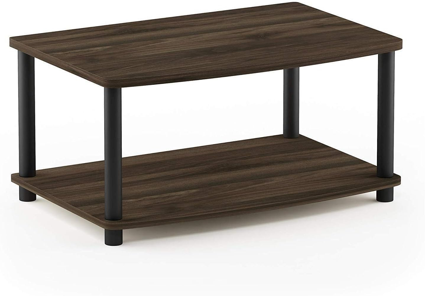 Furinno Turn-N-Tube No Tools 2-Tier Elevated TV Stand, Columbier Walnut/Black