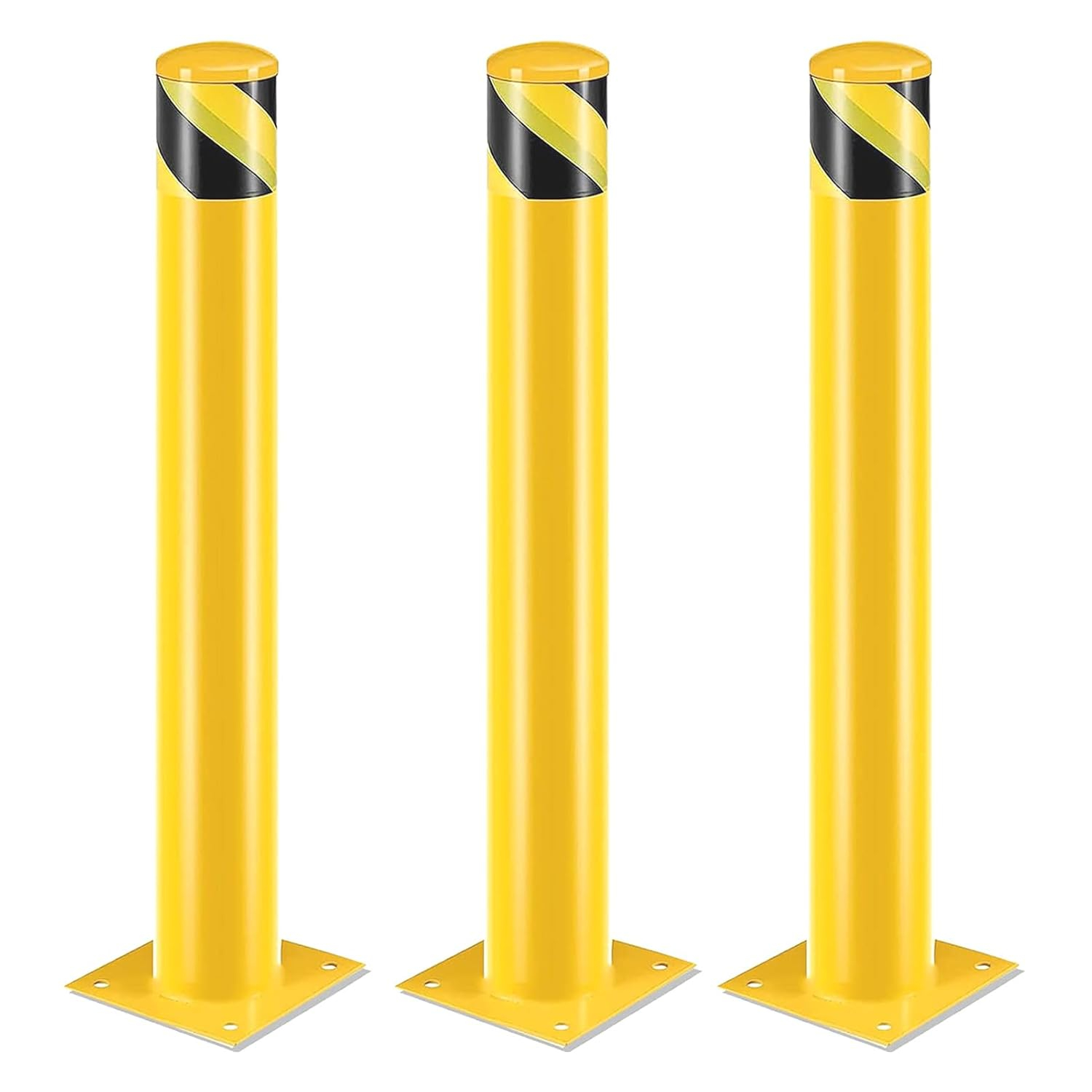 Safety Bollard Post, Steel Bollards,Parking Bollard, Yellow Powder Coated Safety Parking Barrier Post, for Traffic Sensitive Areas (2, 42"H*3.5"D)