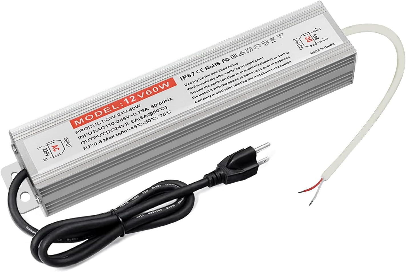 QNNP® LED Driver 150 Watts 12V DC Low Voltage Transformer Waterproof IP67 Power Supply Transformer Adapter AC 100V-120V to 12V DC, LED Power Supply for Indoor Outdoor LED Lighting