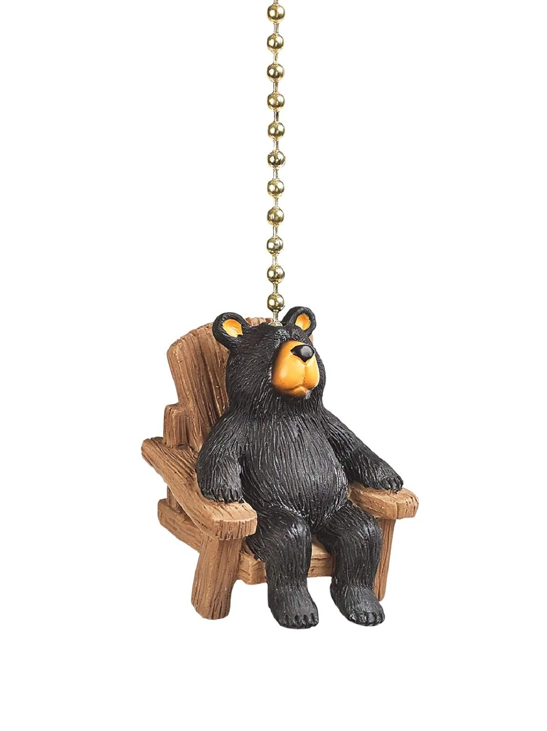 Clementine Design Bear in Chair Ceiling Fan Light Dimensional Pull Resin Brown