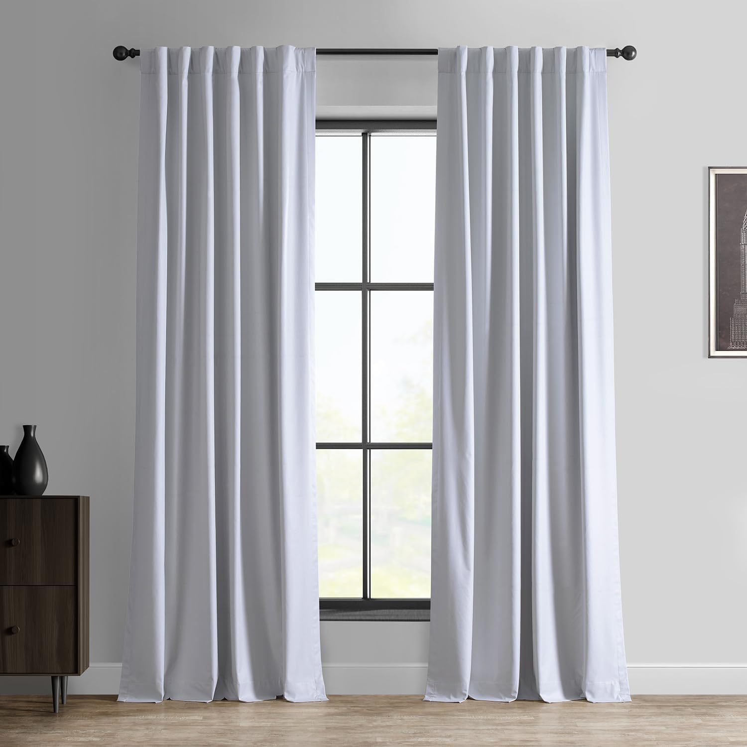 Exclusive Fabrics  Essential Polyester Solid Blackout Curtains - Thermal Insulated Window Curtains Rod Pocket (Single Panel) 50 X 108 - Off White