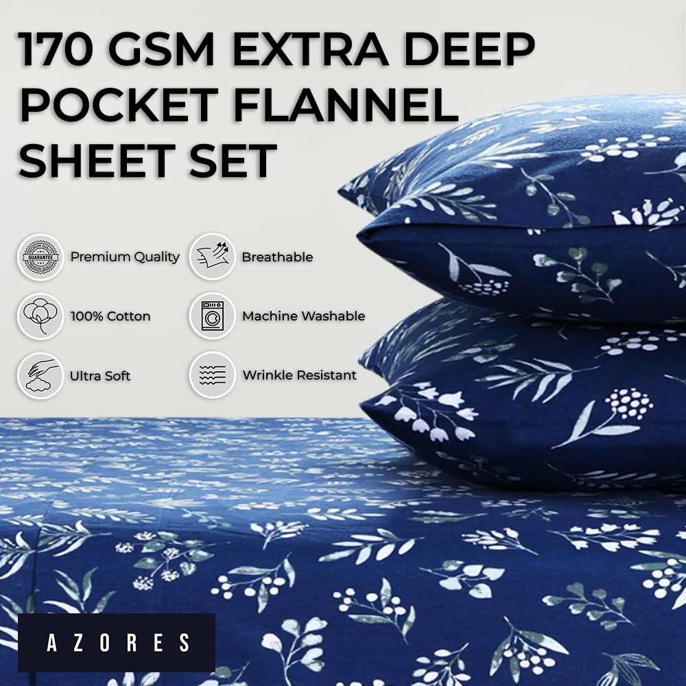 Azores Home Floral 100% Cotton Flannel Sheet Set & Reviews | Wayfair