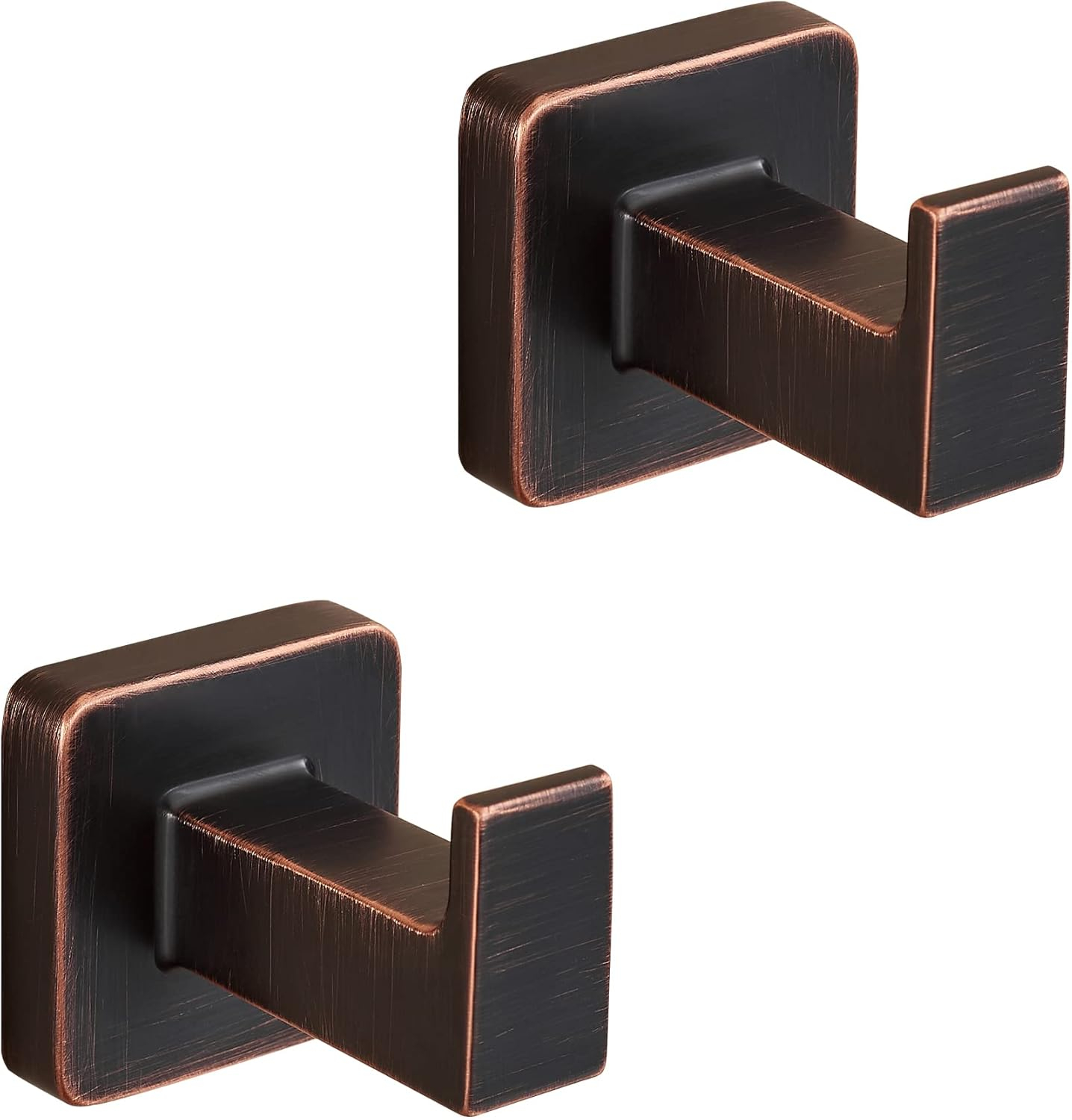Bronze Towel Hooks，Bathrooms Coat Hooks Wall Mounted，Oil Rubbed Square Wall Hooks Robe Hooks 2 Pieces Stainless Steel Bathroom Accessories