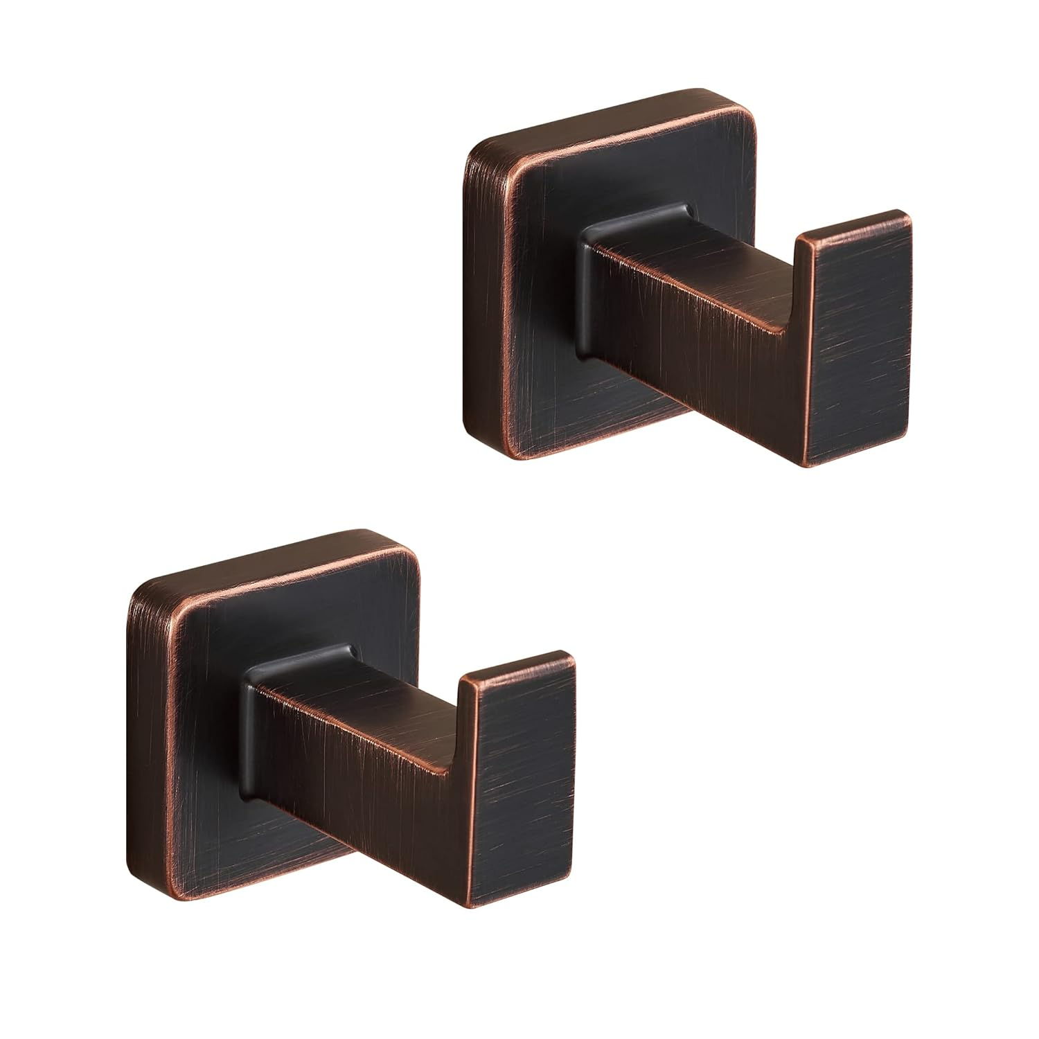 Bronze Towel Hooks，Bathrooms Coat Hooks Wall Mounted，Oil Rubbed Square Wall Hooks Robe Hooks 2 Pieces Stainless Steel Bathroom Accessories