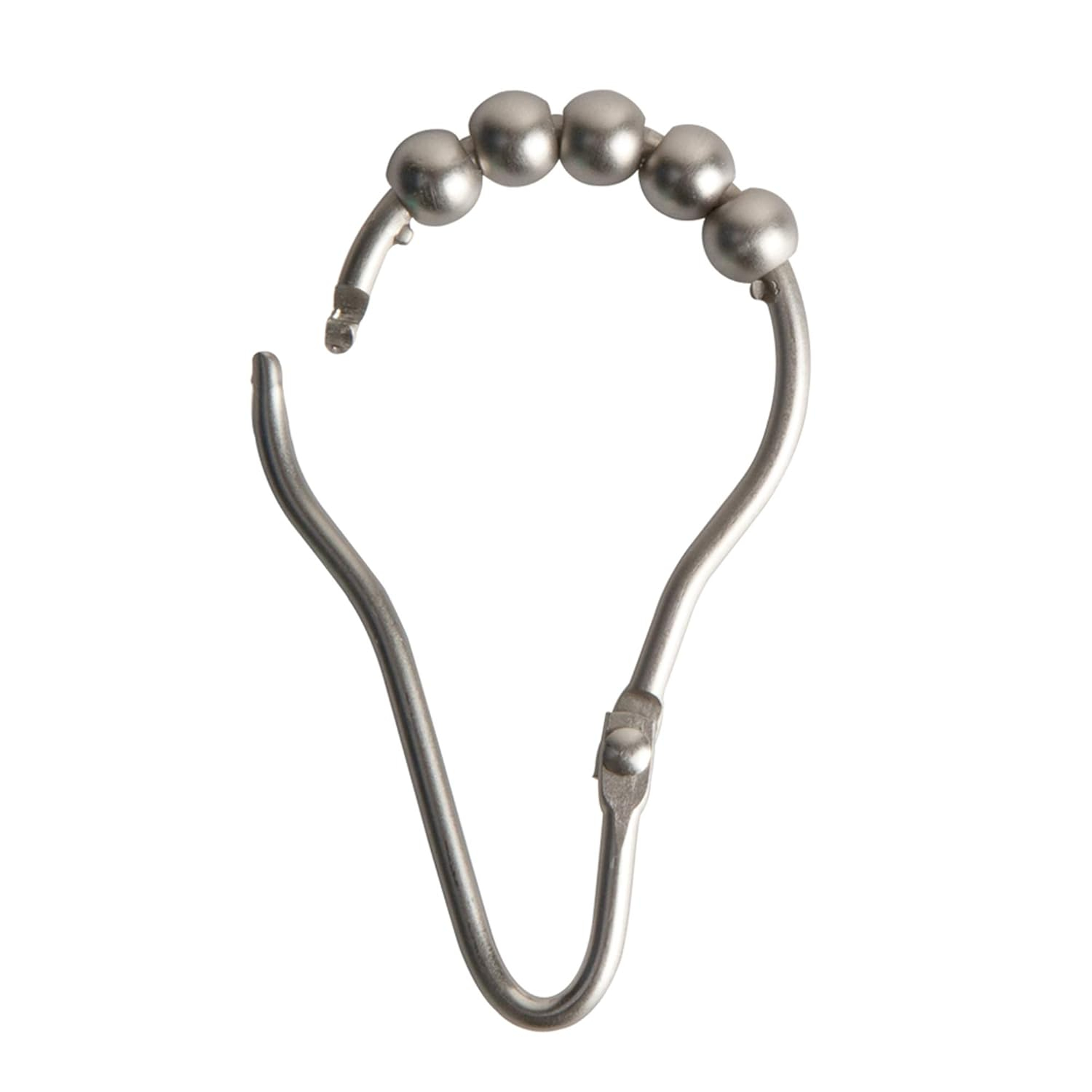 Brushed Nickel V-Hinged Roller Glide Shower Curtain Hooks