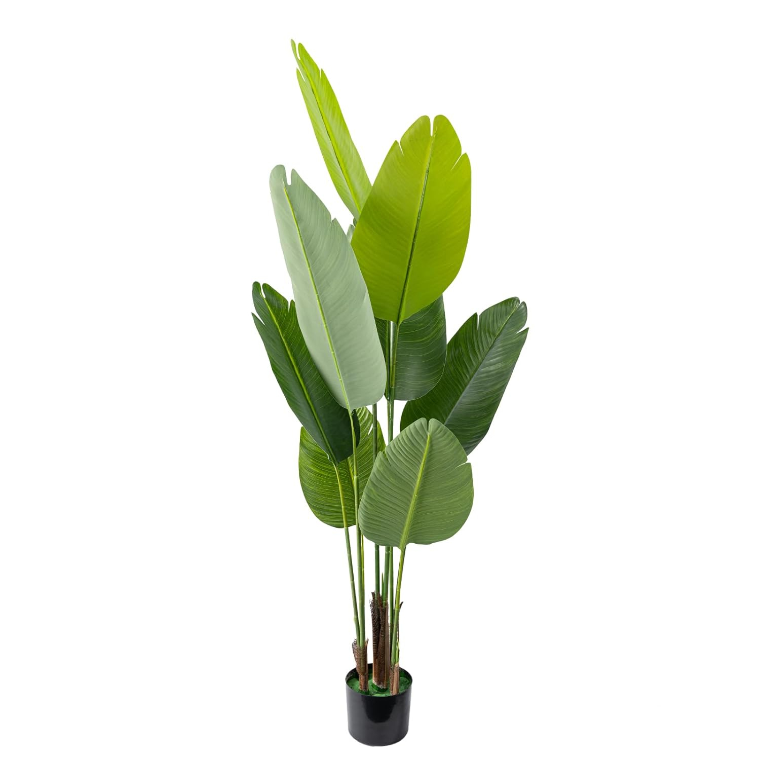 Artificial Bird of Paradise Plant,5 FT Fake Banana Leaves Plants Faux Tropical Palm Tree Floor Plant Potted, Artificial Tree for Home Office Living Room Decor Indoor Perfect Housewarming Gift.