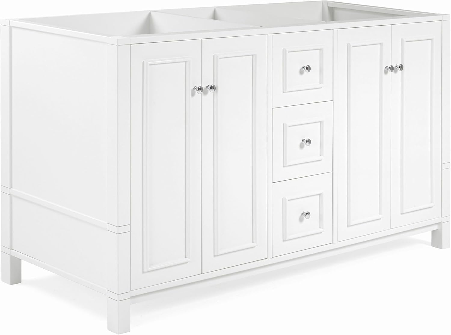 Alaterre Furniture Williamsburg 60"W White Wood Vanity Cabinet Only
