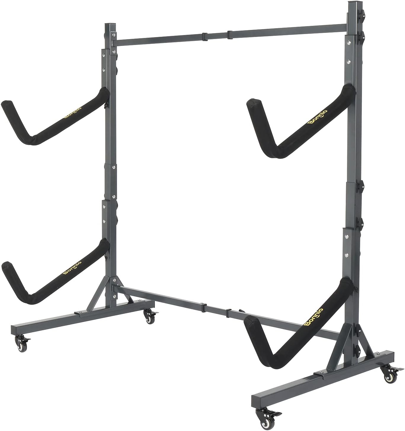 Bonnlo Kayak Stand Freestanding Storage Rack for Kayak Canoe Boat Paddle Board SUP Surfboard for Indoor Outdoor Garage, Shed, Dock with Lockable Wheels Wide Adjustable