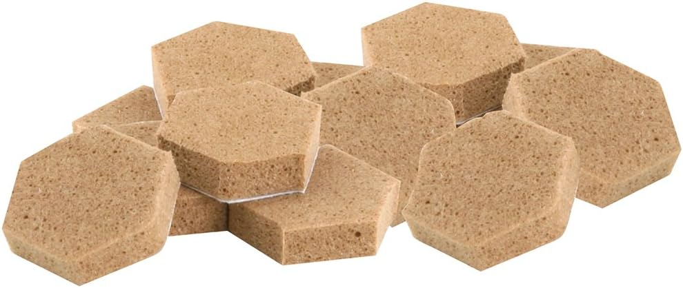 SoftTouch Tan Hexagon Self-Adhesive Foam Bumper Pads, 3/8 inch, 12 Pack