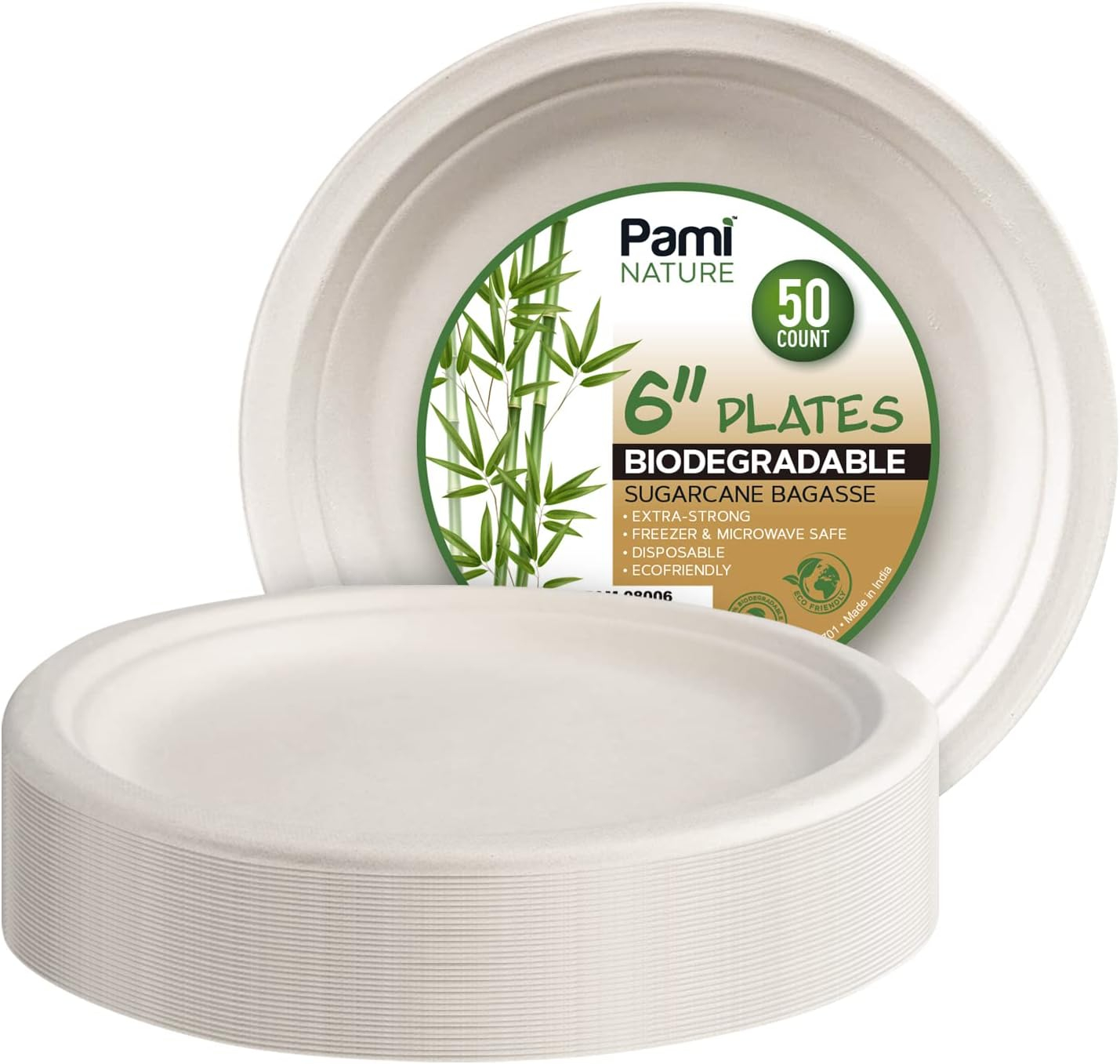 PAMI 100% Biodegradable Sugarcane Bowls [Pack of 50] Natural Compostable Soup Bowls- Planet-Friendly Bagasse Bowls For Hot & Cold Uses- Heavy-Duty Disposable Microwavable Paper Serving Bowls (5 oz.)