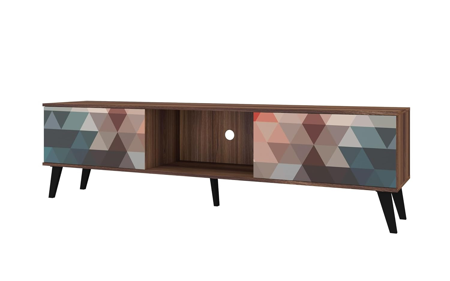 Manhattan Comfort Doyers Wood TV Stand for TVs up to 75" in White/Marble Stamp